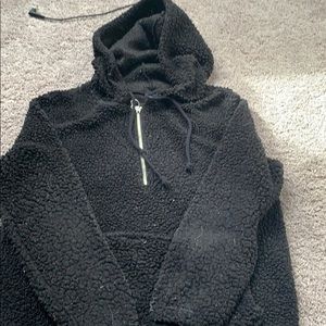 fuzzy black jacket
